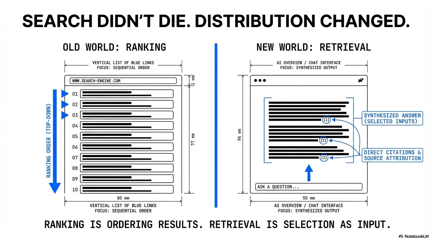 Ranking is ordering results. Retrieval is selection as input.